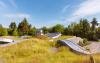 Green roof with grasses and atrium